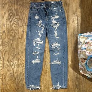 American Eagle Outfitters Blue Distressed Boyfriend Jeans